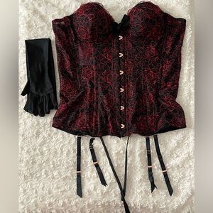NWT Savage X Fenty Sexy Glam Lace Corset W/ Long Gloves Sz XL